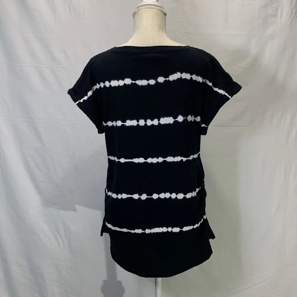 NWT Black White Tie Dye Side Ruched Tee Size S - Image 8