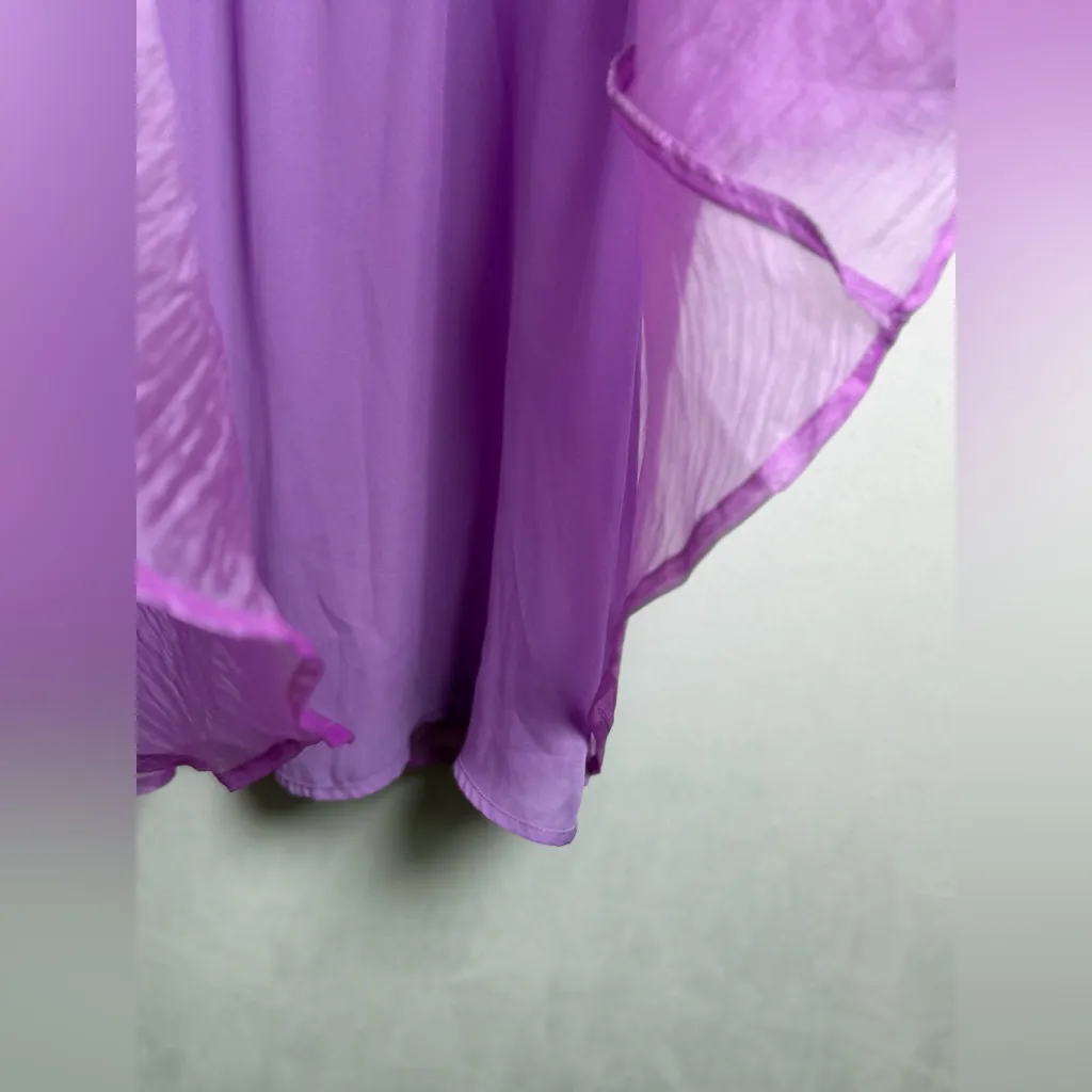 BuddyLove Women Lilac Smocked Romantic Babydoll Mini Dress Puff Sleeve Sz Small Purple - Image 3