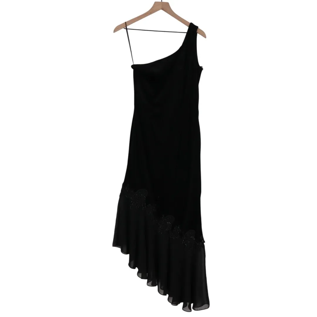 Mike Benet Formals Black One Shoulder Asymmetrical Hem Evening Gown Size M - Image 2