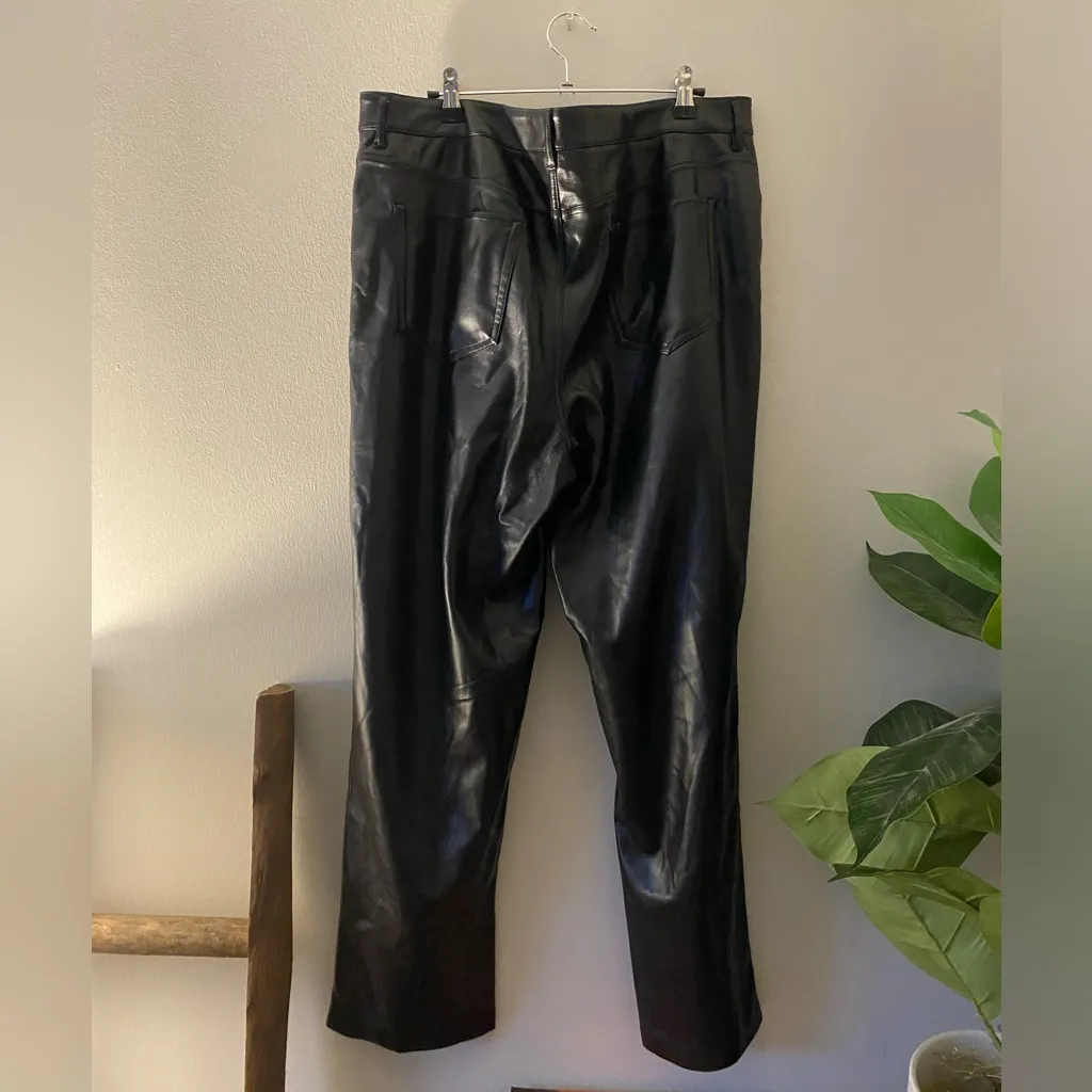 Joie Faux Vegan Leather Mid Rise Straight Leg Leather Pants size 16 - Image 3