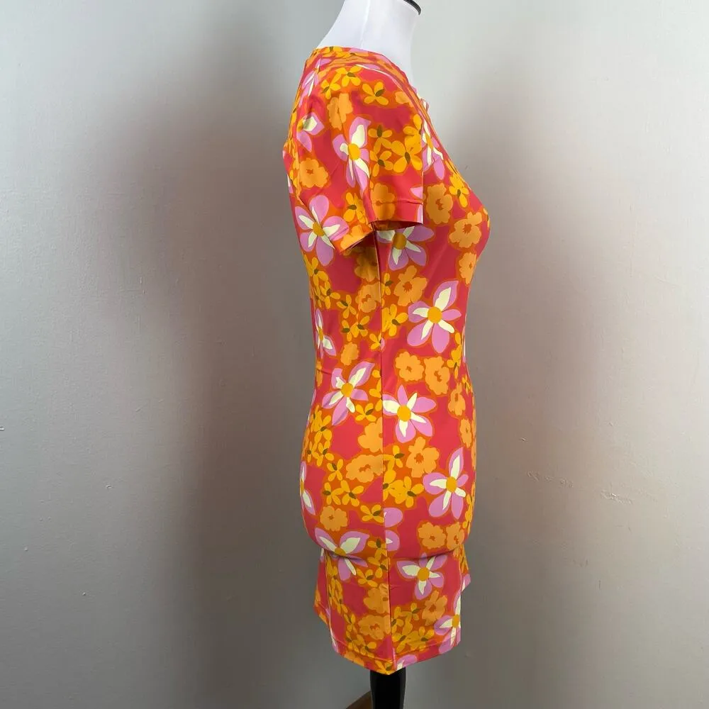 STONE FOX SWIM Bambi Baby Tee Dress Floral Lei Lei Print Medium $120 - Image 6