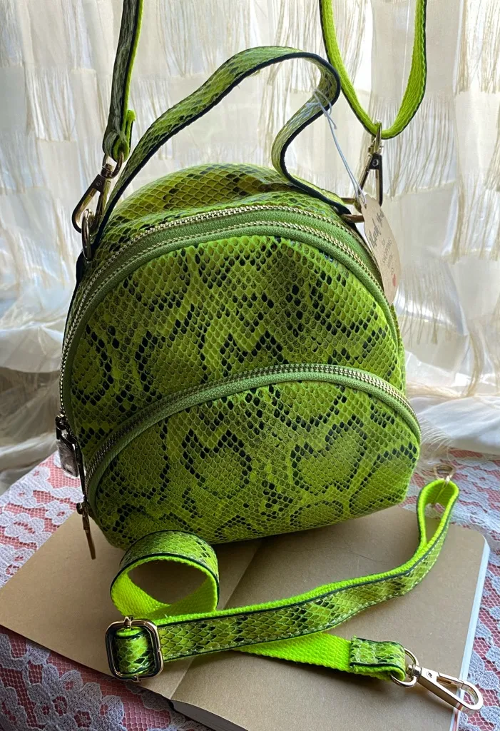 Urban Expressions Lime Snake Print Backpack NEW - Image 3