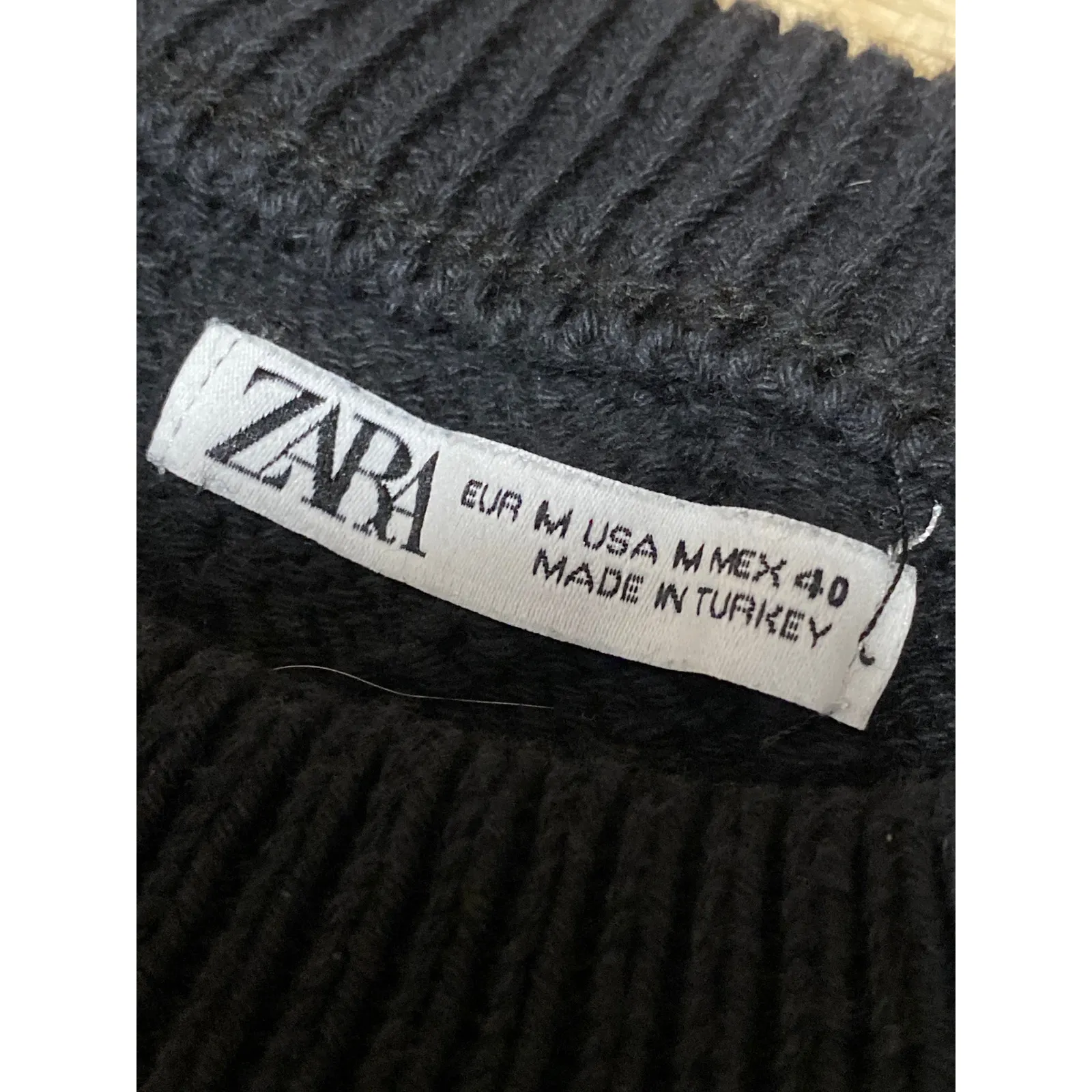 Zara Womens Black Long Sleeve Cable Knit Semi Sheer Crew Neck Sweater Top Size M - Image 4