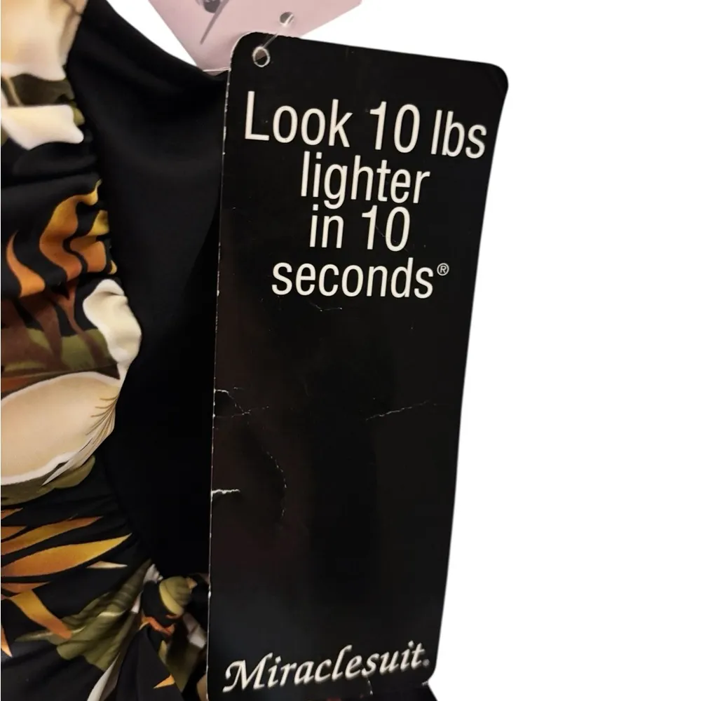 Miraclesuit Black Floral Faux Wrap Slimming One Piece Swimsuit Sz 12 Lose 10#’s - Image 7