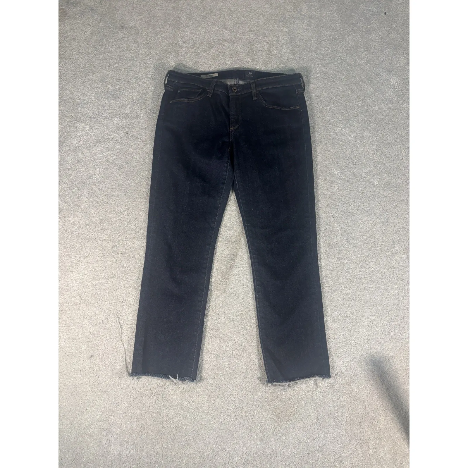 adriano goldschmied jeans stevie slim straight 29r‎ raw hem Dark Wash Mid Rise - Image 2