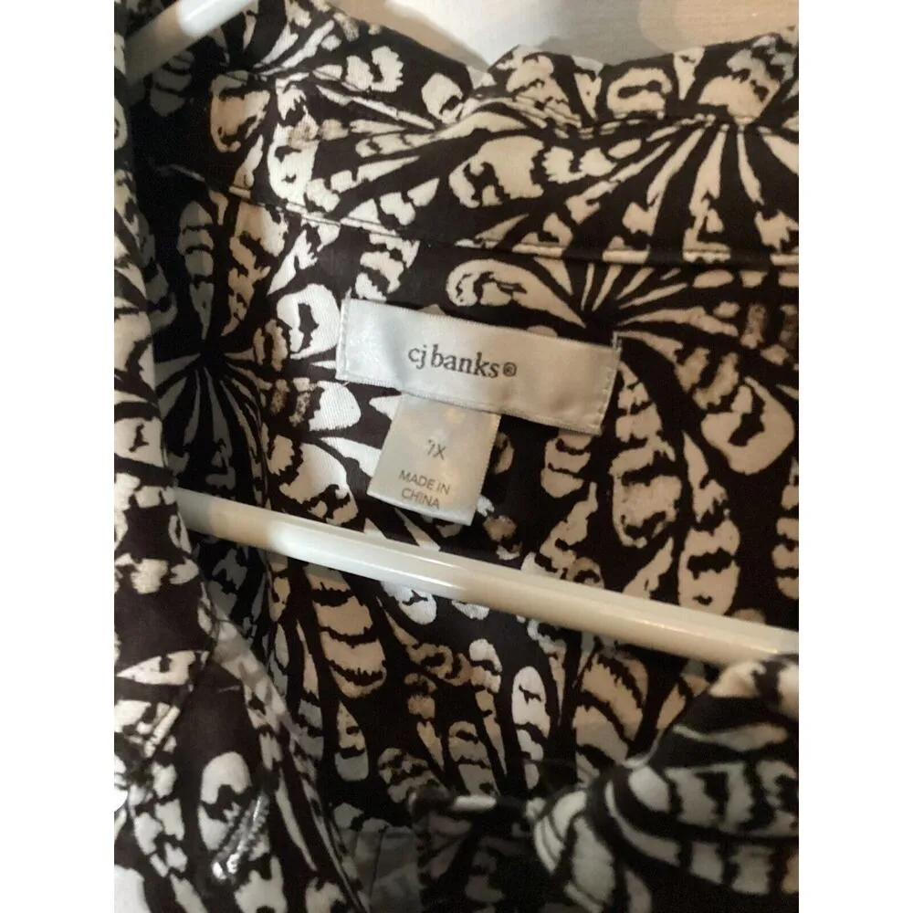 C.J. Banks Jacket 1X Brown Button Front Pockets Christopher Banks Night Out - Image 2