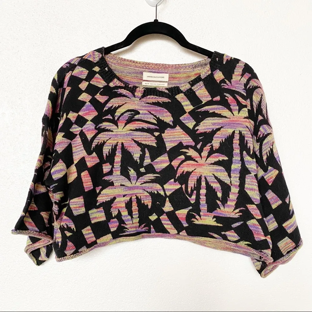 UO Cape Print Oversized Cropped Sweater Size XS - Image 2