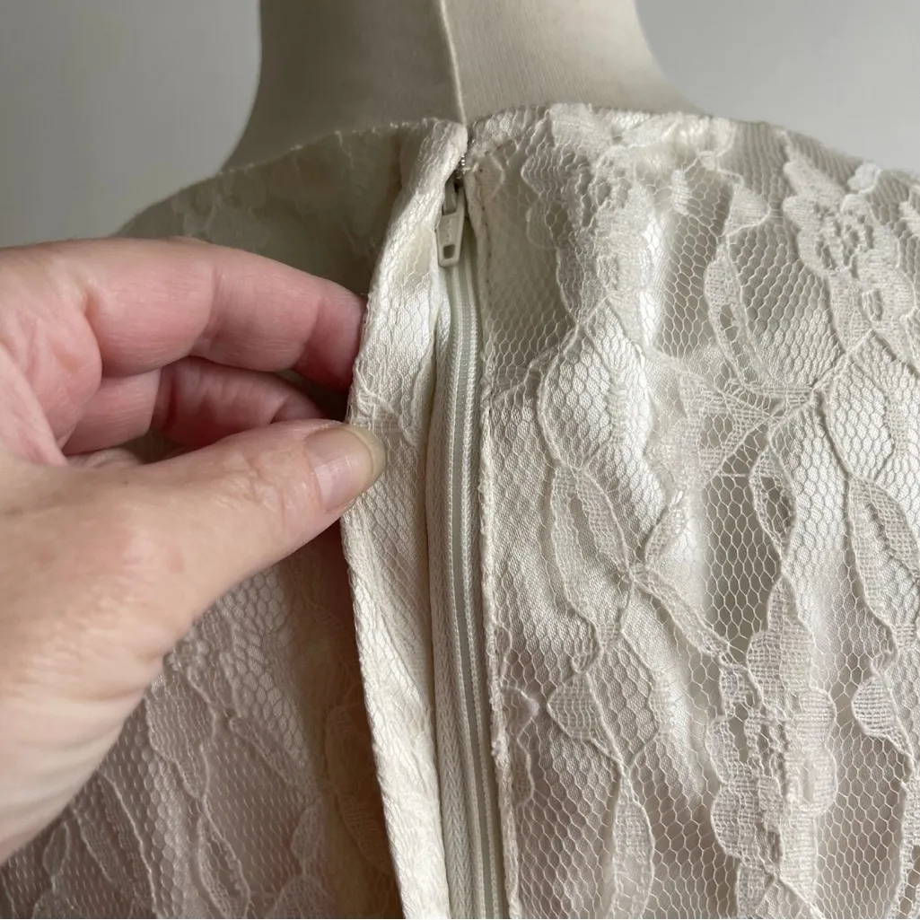 Vintage 1980s Cream Lace Wedding Dress Basque Princess Lace - Image 7