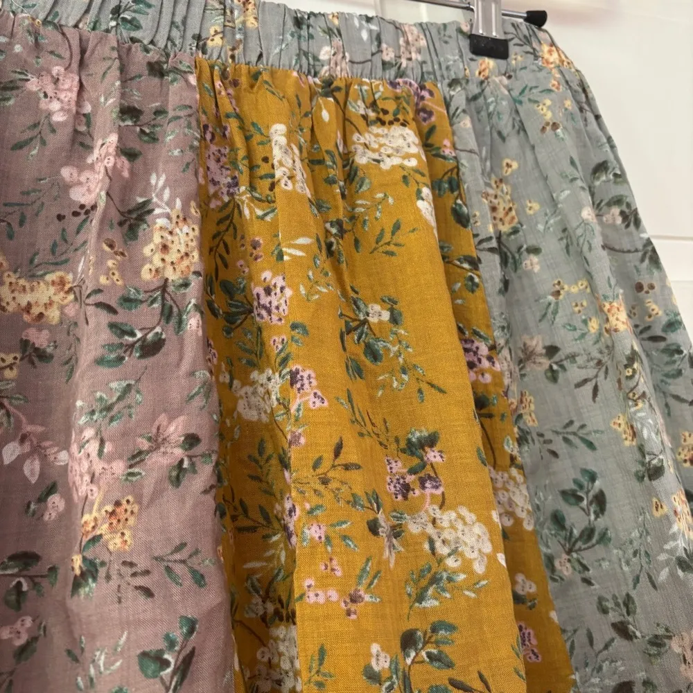 Valentina Skirt Light Blue Floral Mix Mustard Lavende Patchwork Size Medium Knee - Image 8