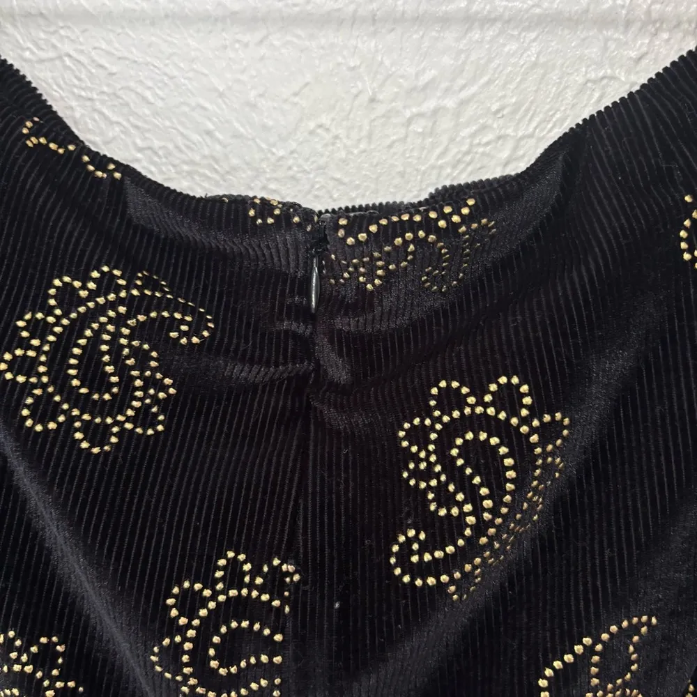 Tularosa Katie black velvet gold paisley studded wrap mini skirt boho XL - Image 9
