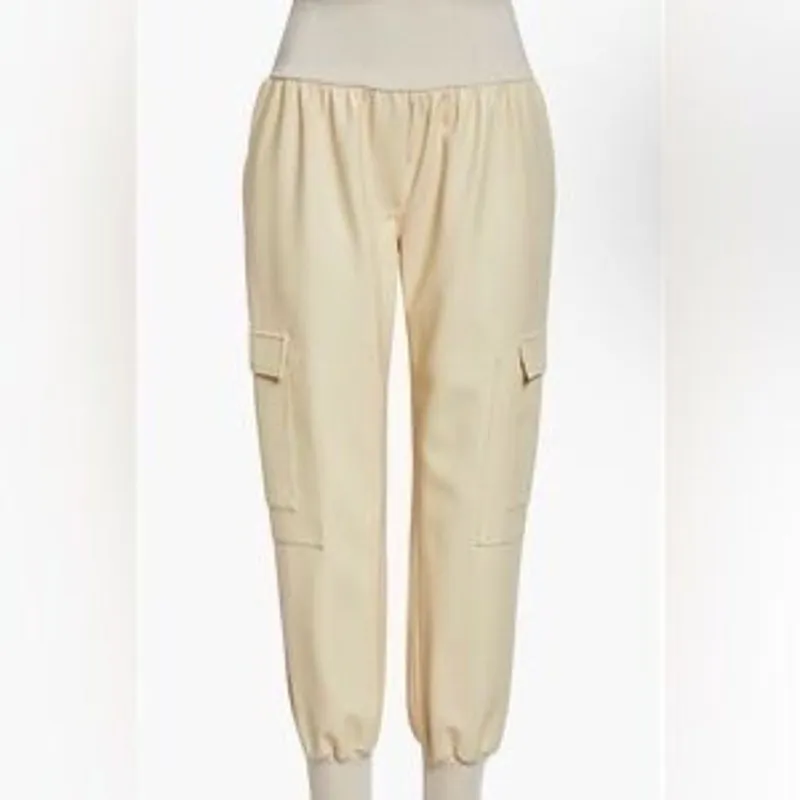 Cinq à Sept Giles Faux Leather Jogger Pants in Dune Size Small - Image 5