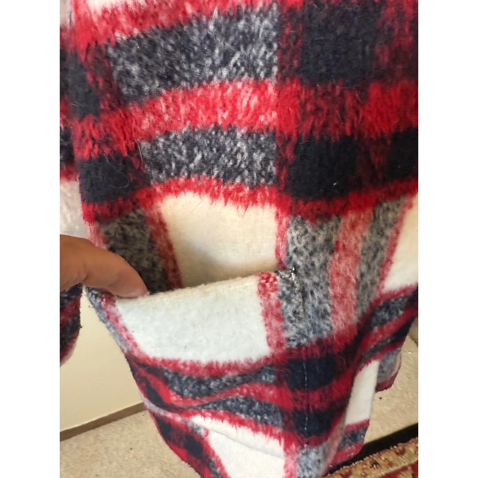 Abercrombie & Fitch Wool Blend Plaid Coat Jacket Red Black White Womens M Winter - Image 3