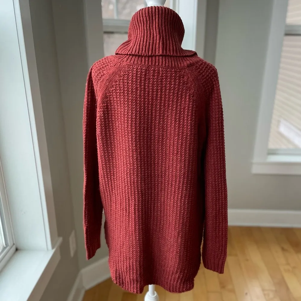 A New Day Burnt Orange Red Textured Cowlneck Round Hem Sweater Size Small - Image 4
