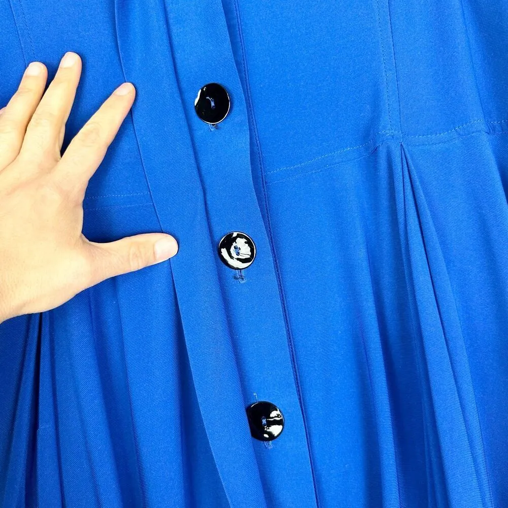 IC Collection By Connie K Bubble Tunic Top Size Large Button Front Lagenlook Blue - Image 5