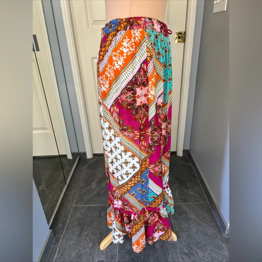 RD &‎ KoKo Colorful Patchwork Maxi Skirt Pom Pom Festival Boho Hippie Size M - Image 3