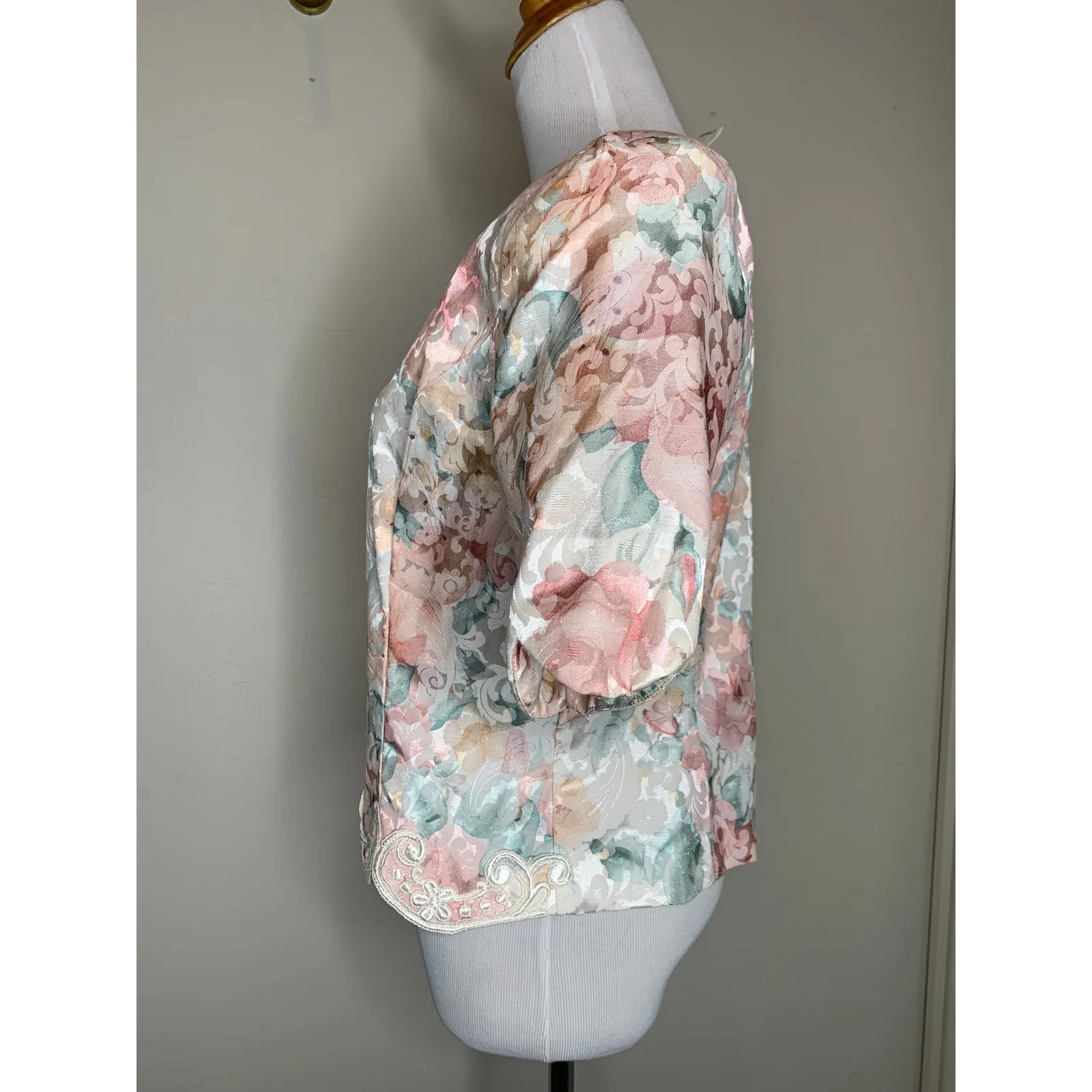 Scott McClintock Floral Pastel Blazer Top Sz 10 80s 90s Vintage Pink - Image 3