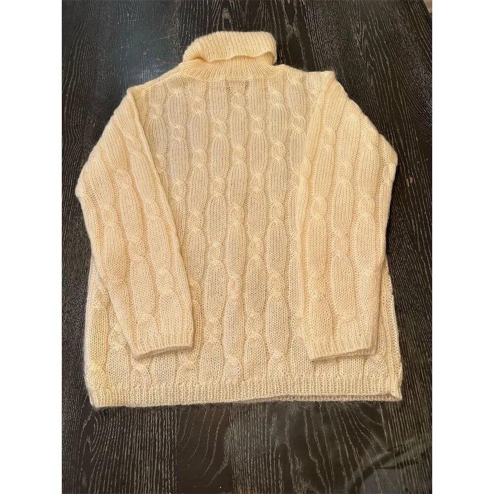 Studio Works Women's Ivory Cable Knit Turtleneck Sweater Size M - Image 10