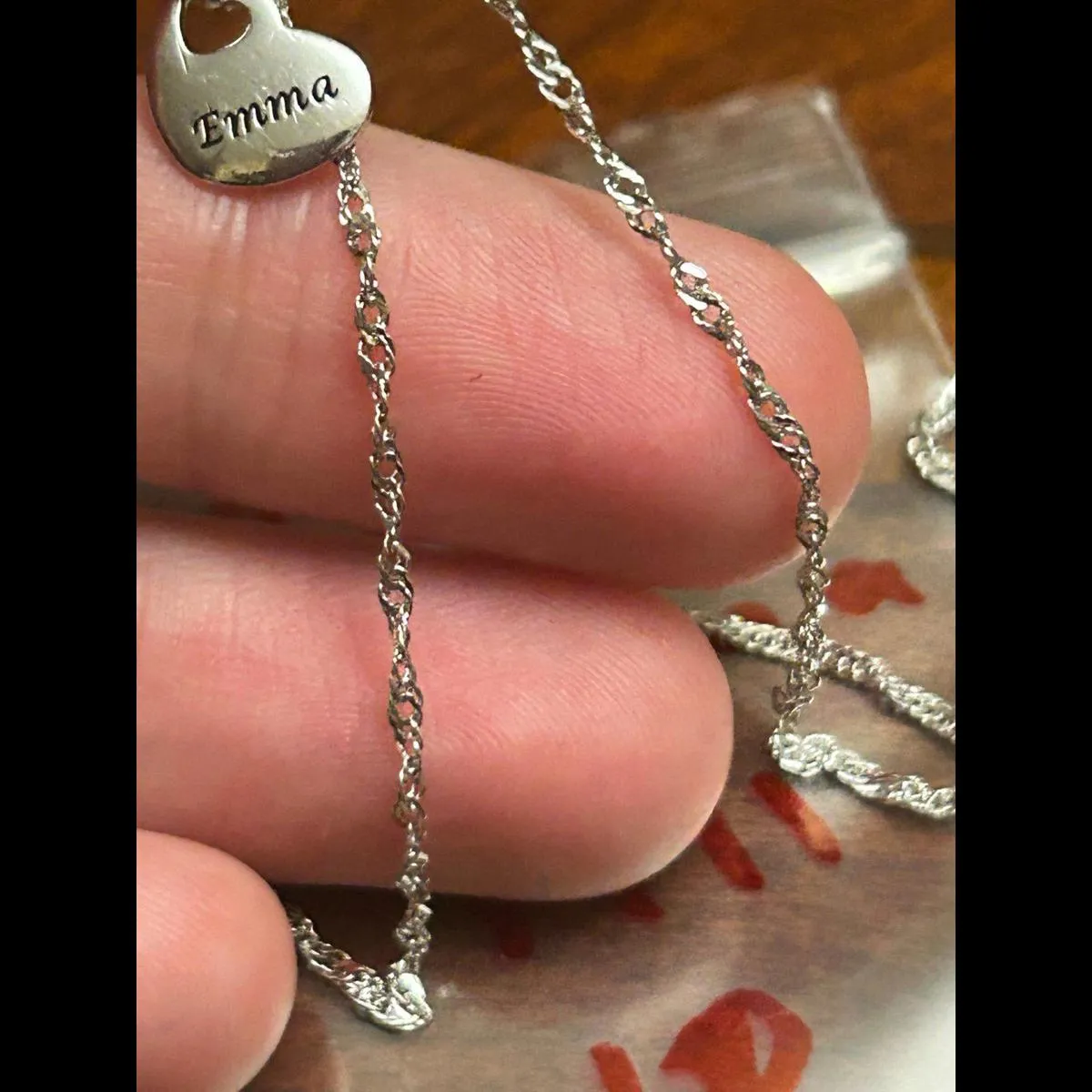 925 sterling silver 2.03g Emma name m11 18 inch necklace with name tag - Image 4