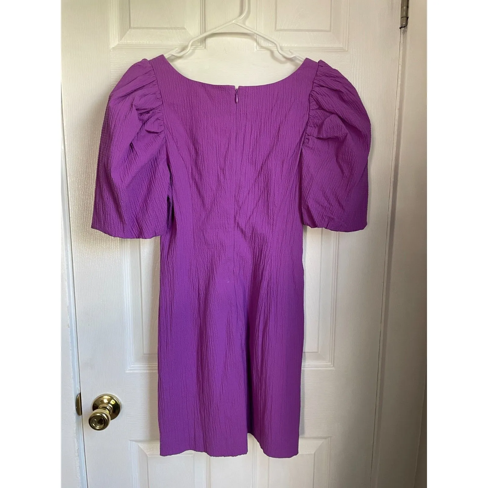 & OTHER STORIES Purple Textured Puff Sleeve Mini Dress Size 6 - Image 7