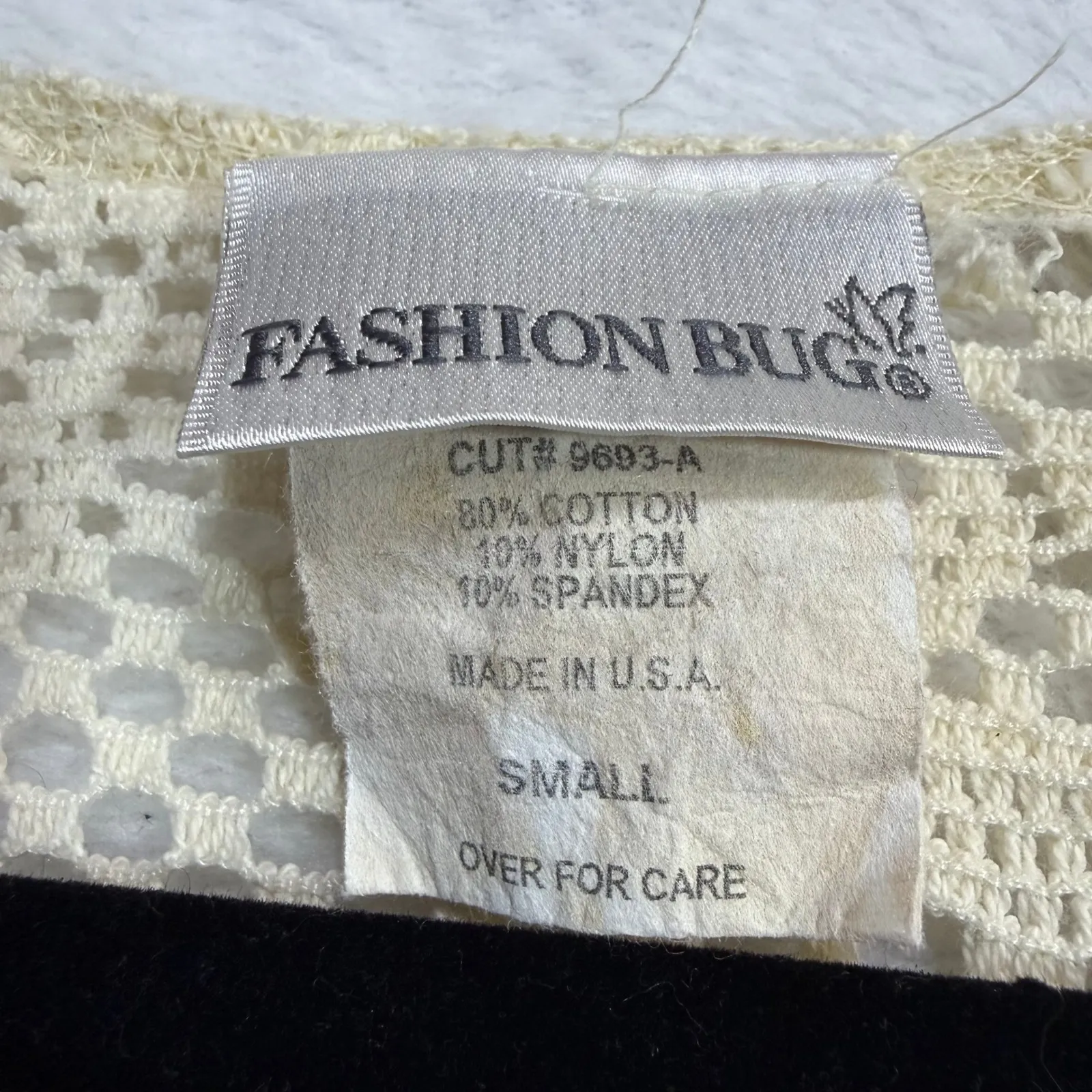 VTG Fashion Bug S Tie Front Knit Top Cream Sheer Crochet Coquette Cottage Y2K - Image 5