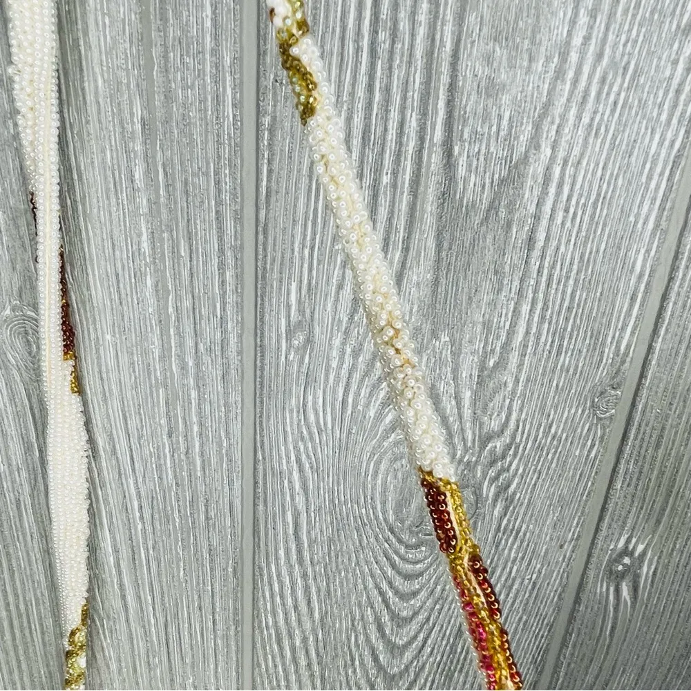 Vintage Walborg Seed Beaded Evening Bag clutch purse with beaded strap White - Image 5