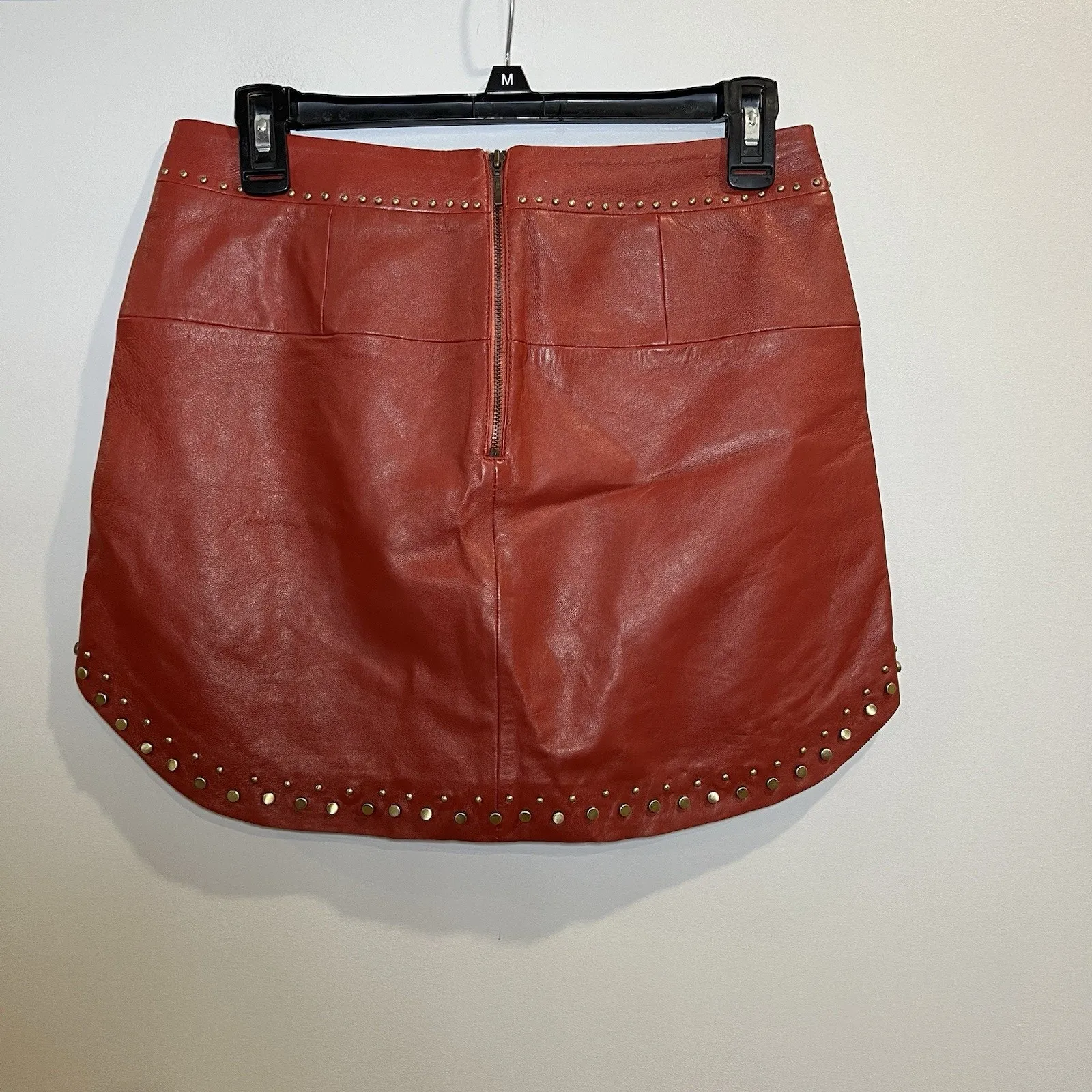 Karina Grimaldi Florence Studded Skirt In Rust Size‎ Small Lamb Leather - Image 3