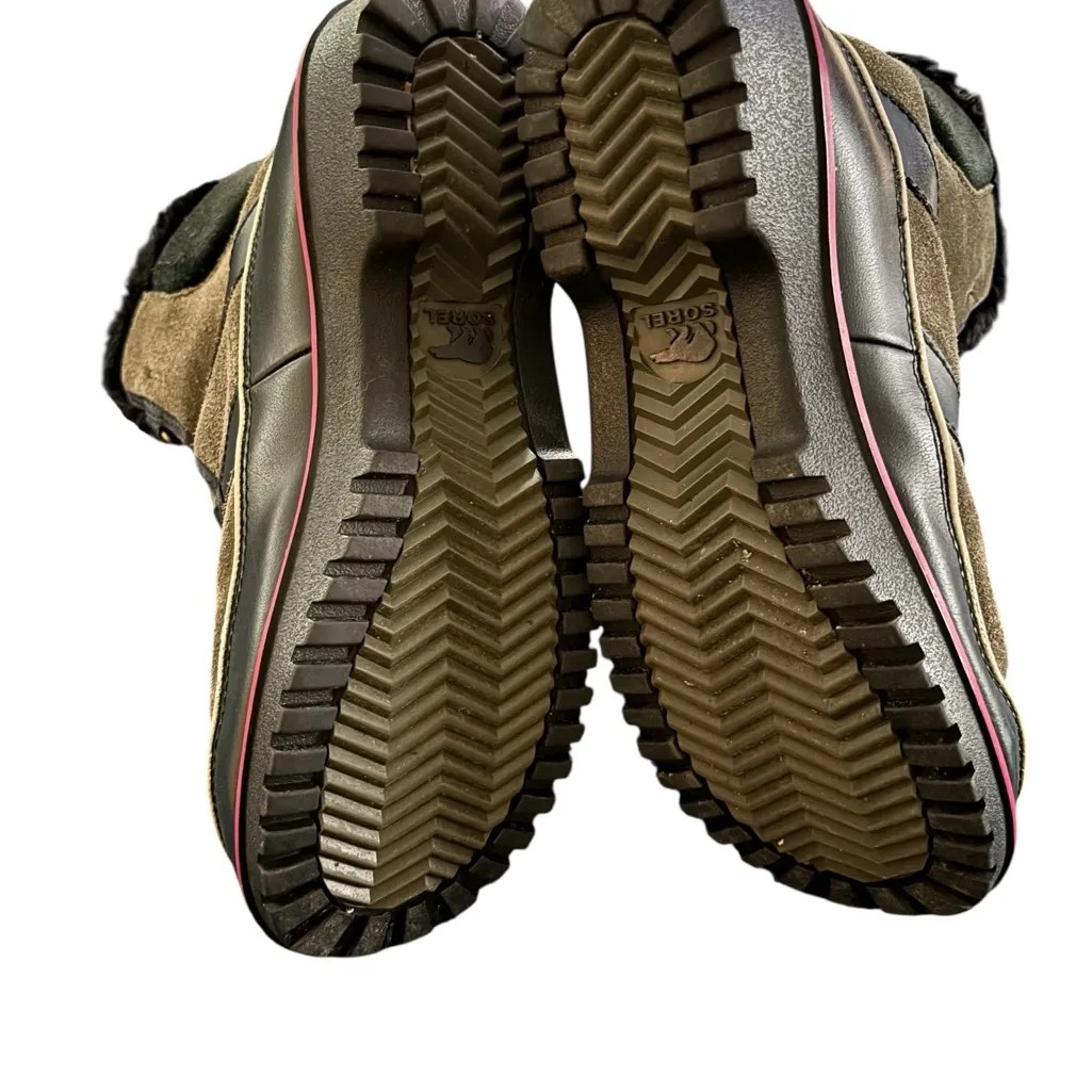 SOREL Tivoli II Waterproof Suede/Leather Lace-Up Boot Size US 8.5 Nori/Black - Image 5