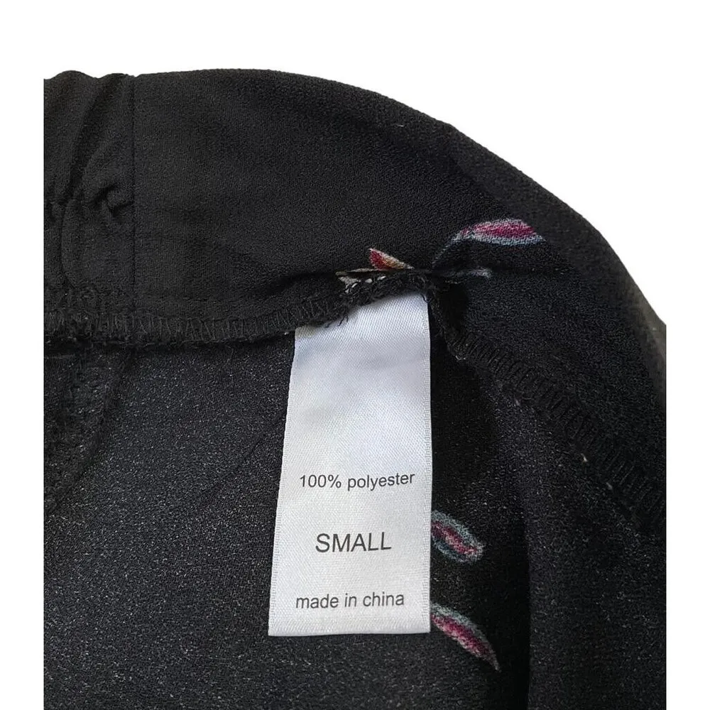 Maurices Women Size Small Black Floral Pants Comfy Wide Leg 28-195 - Image 7