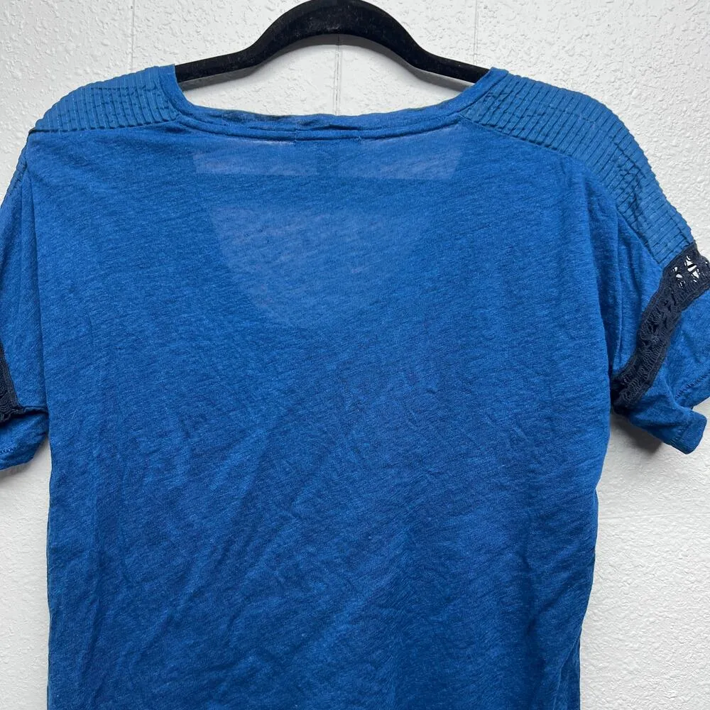 J. Crew Womens Top Small Linen Lagenlook Coastal Beachy Quiet Luxury Old Money Blue - Image 6