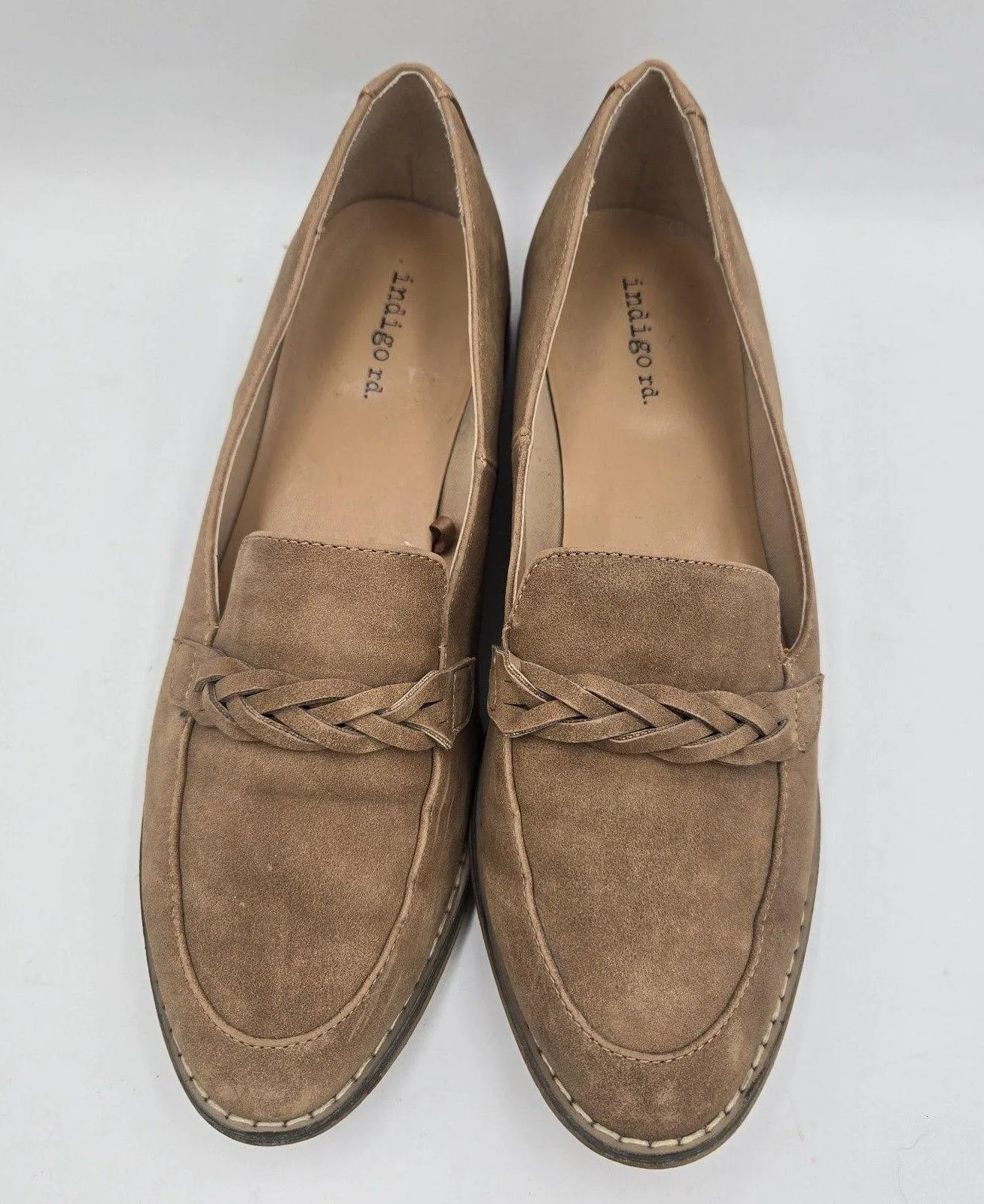 Indigo Rd. Raven Loafers Women's Size 8.5 M Tan Brown Braided Faux Suede Vintage - Image 3