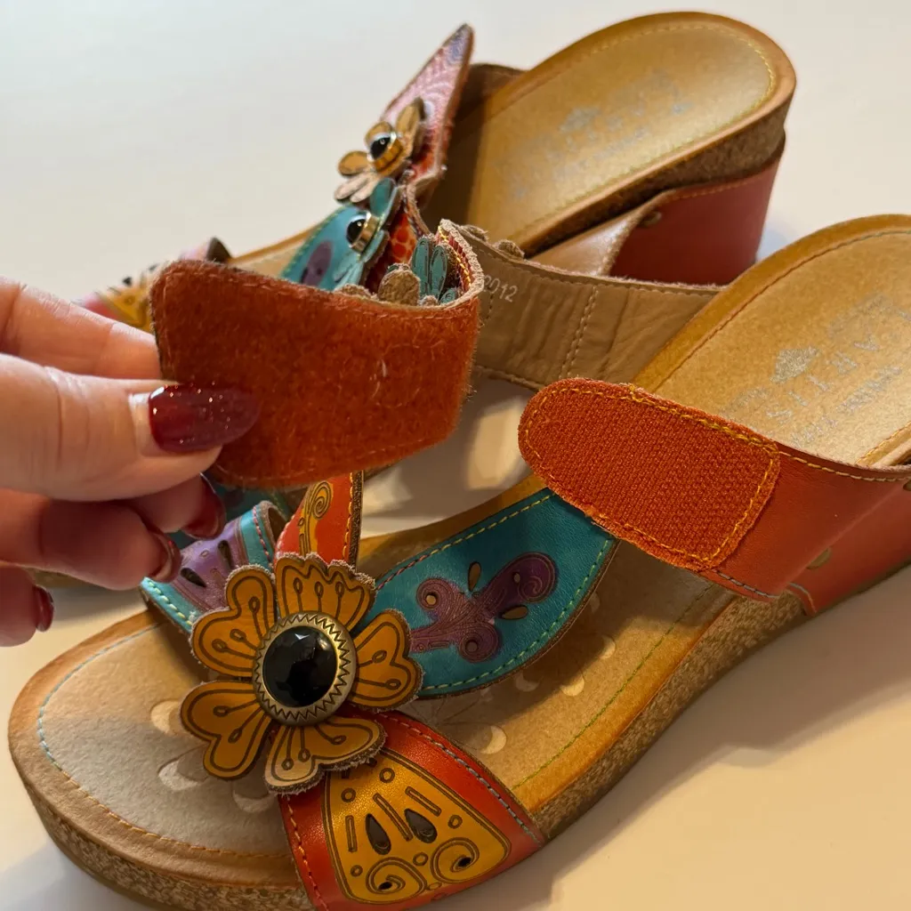 Spring Step L'Artiste Women's Adelanda Slide Sandal leather floral bohemian sz 8 - Image 4