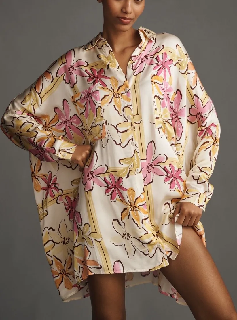 Anthropologie Corey Lynn Calter Long-Sleeve Printed Mini Shirt Dress, Size XS - Image 4