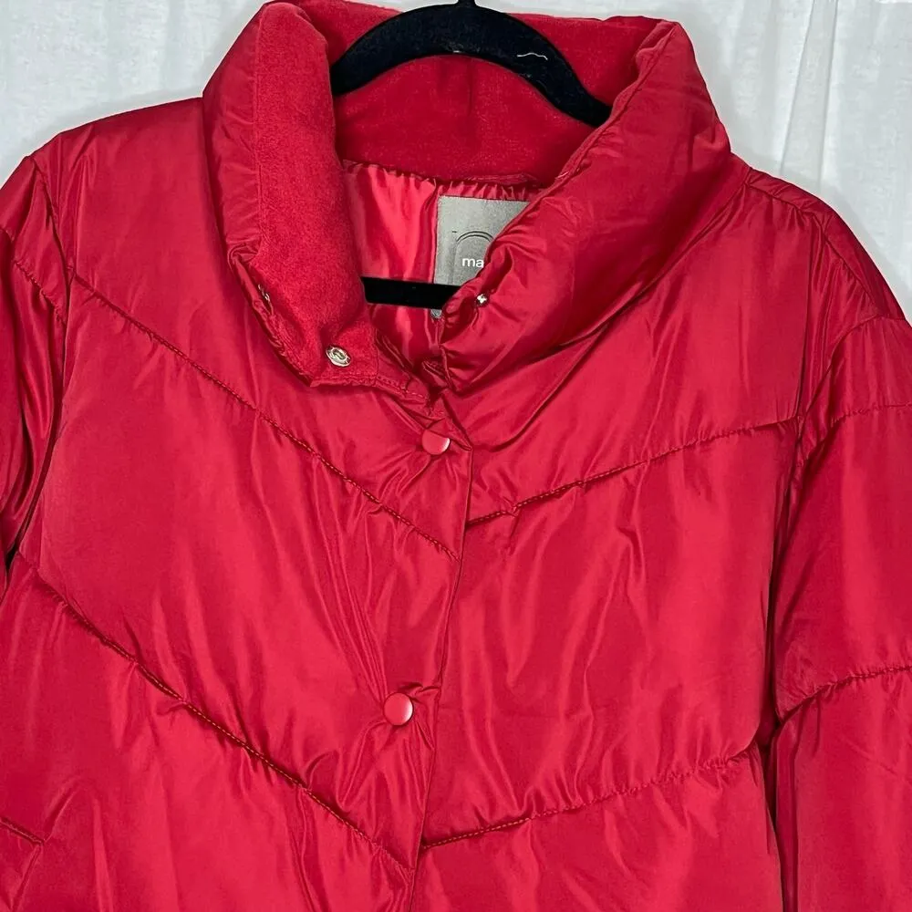 Maurices Red Snap Front Puffer Jacket Quilted Lined Size Large Warm‎ Cozy - Image 2