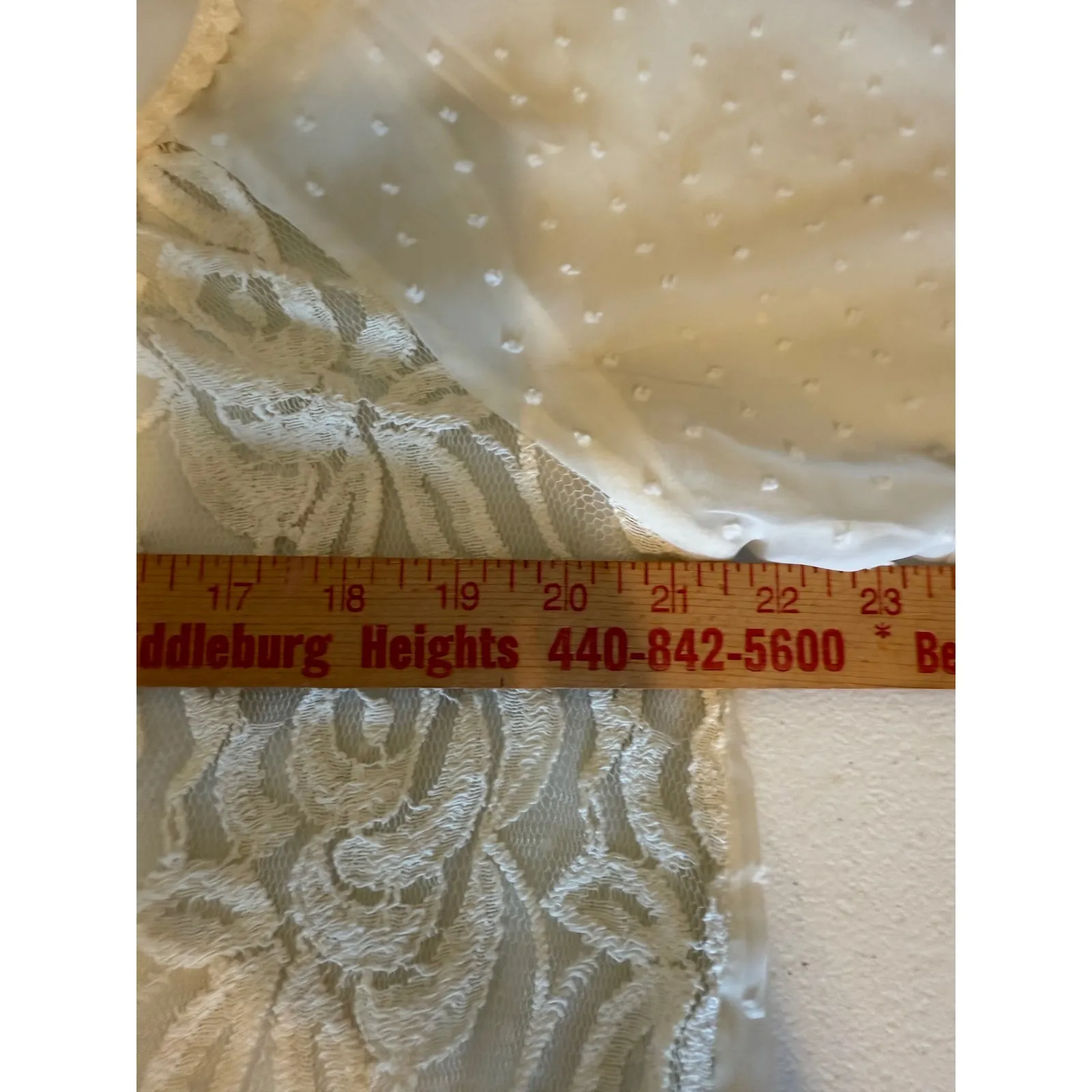 Metaphor Lace Sheer‎ Blouse Cream Dot Mesh Peasant Top Romantic Boho Chic Size L - Image 7