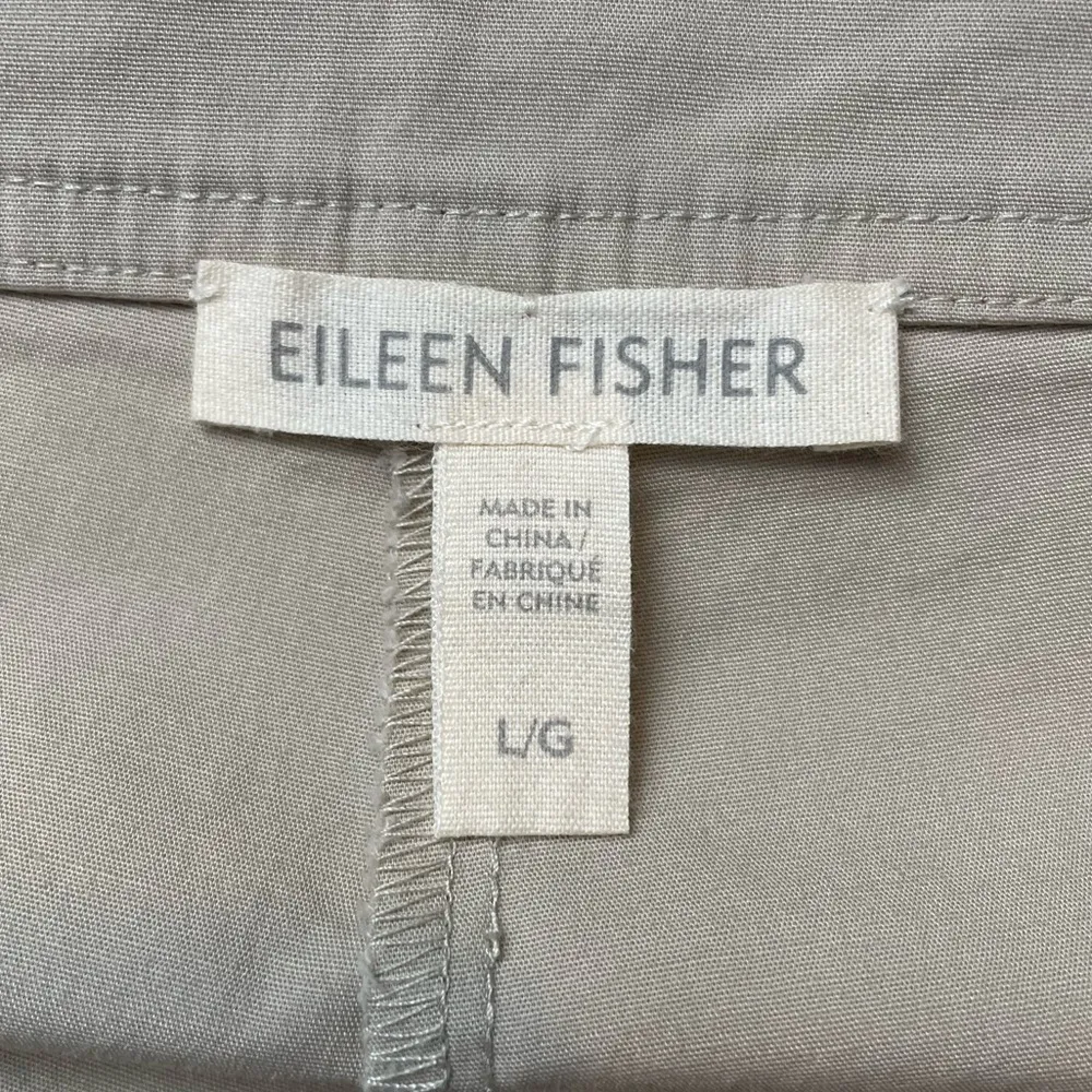 Eileen Fisher‎ Organic Cotton Wide Leg Crop Pants in Khaki Size Large - Image 3