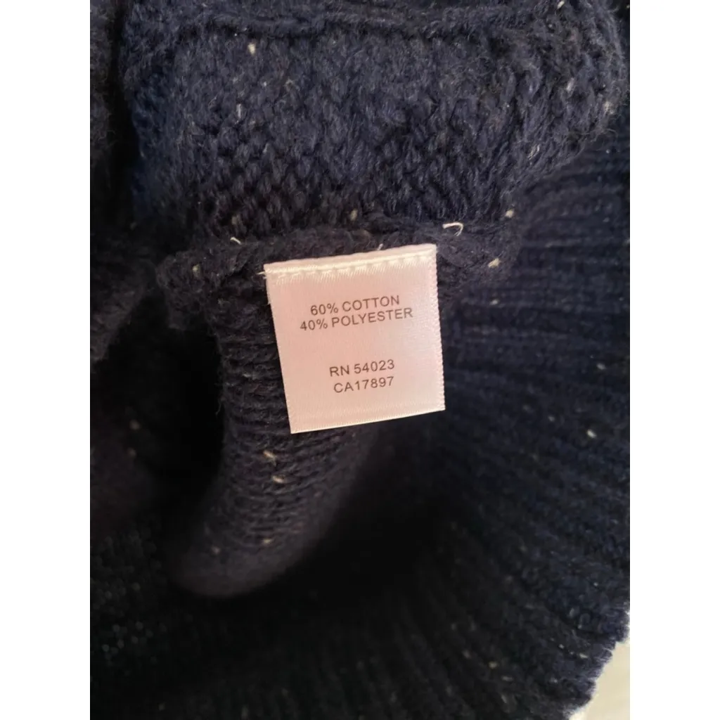 Banana Republic Cable Knit Cardigan Collar Shawl Navy M Old Money Quiet Luxury - Image 5