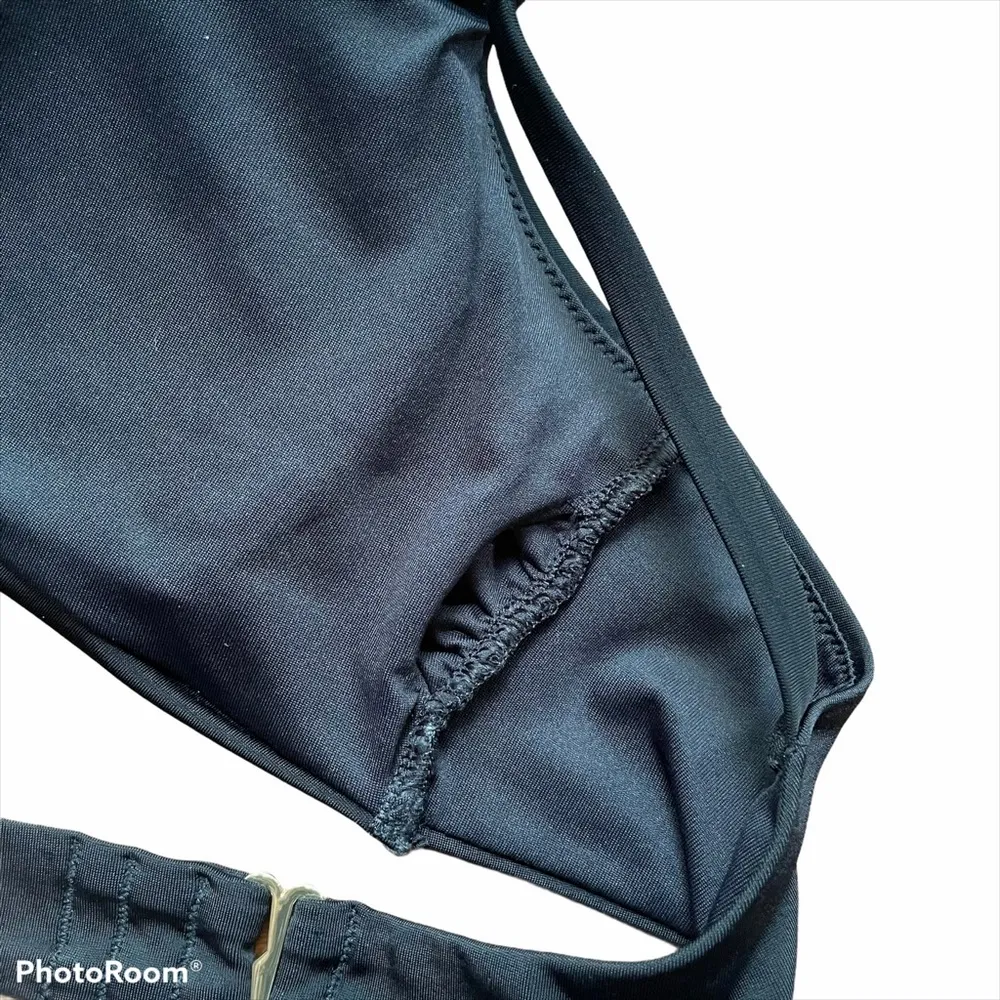 Easy Retro Bikini Swim Top Tie Shoulder Black Size Medium - Image 8