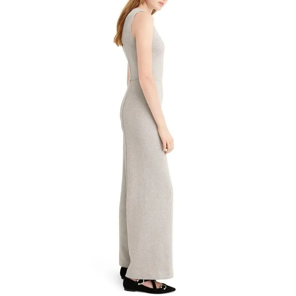 NWT J.Crew Sleeveless Lurex Jumpsuit in Silver Metallic Velvet Tie Jumper M $188 - Image 3