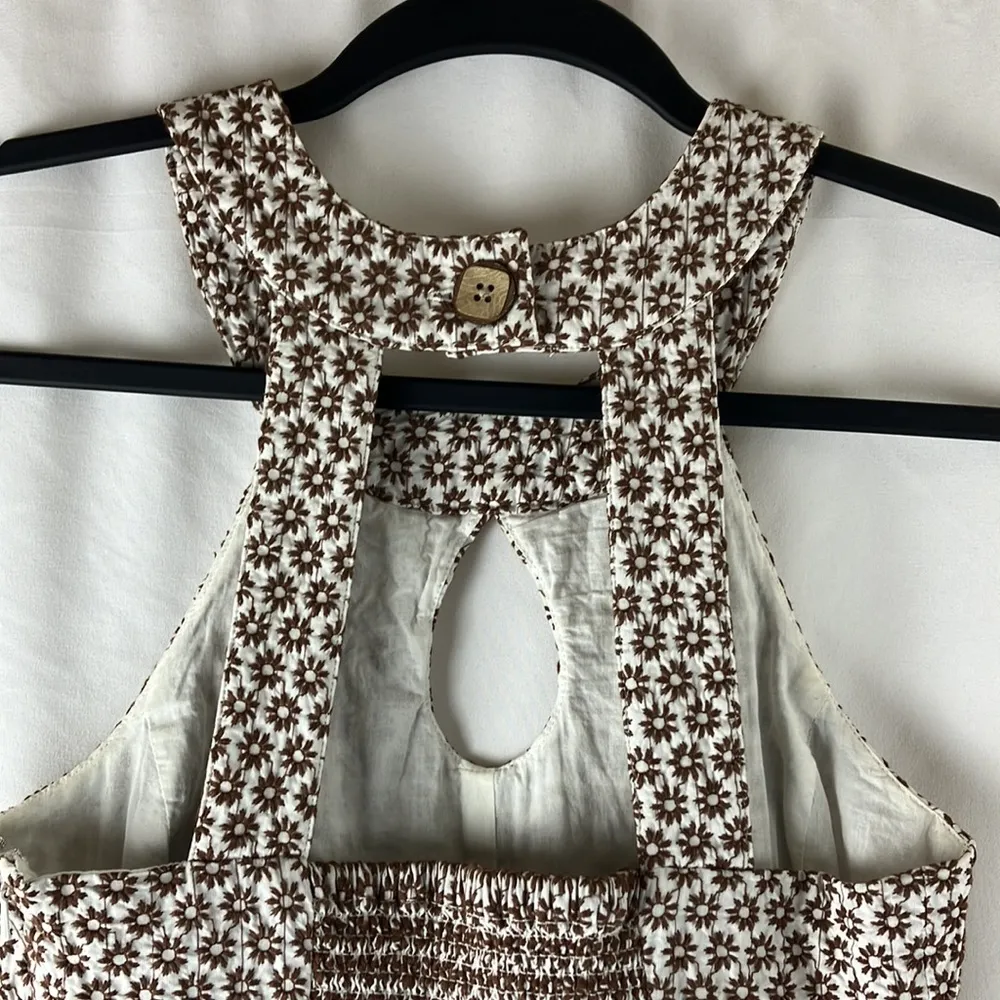 Vanessa Virginia brown and white floral print peplum top size 0 xtra small - Image 7