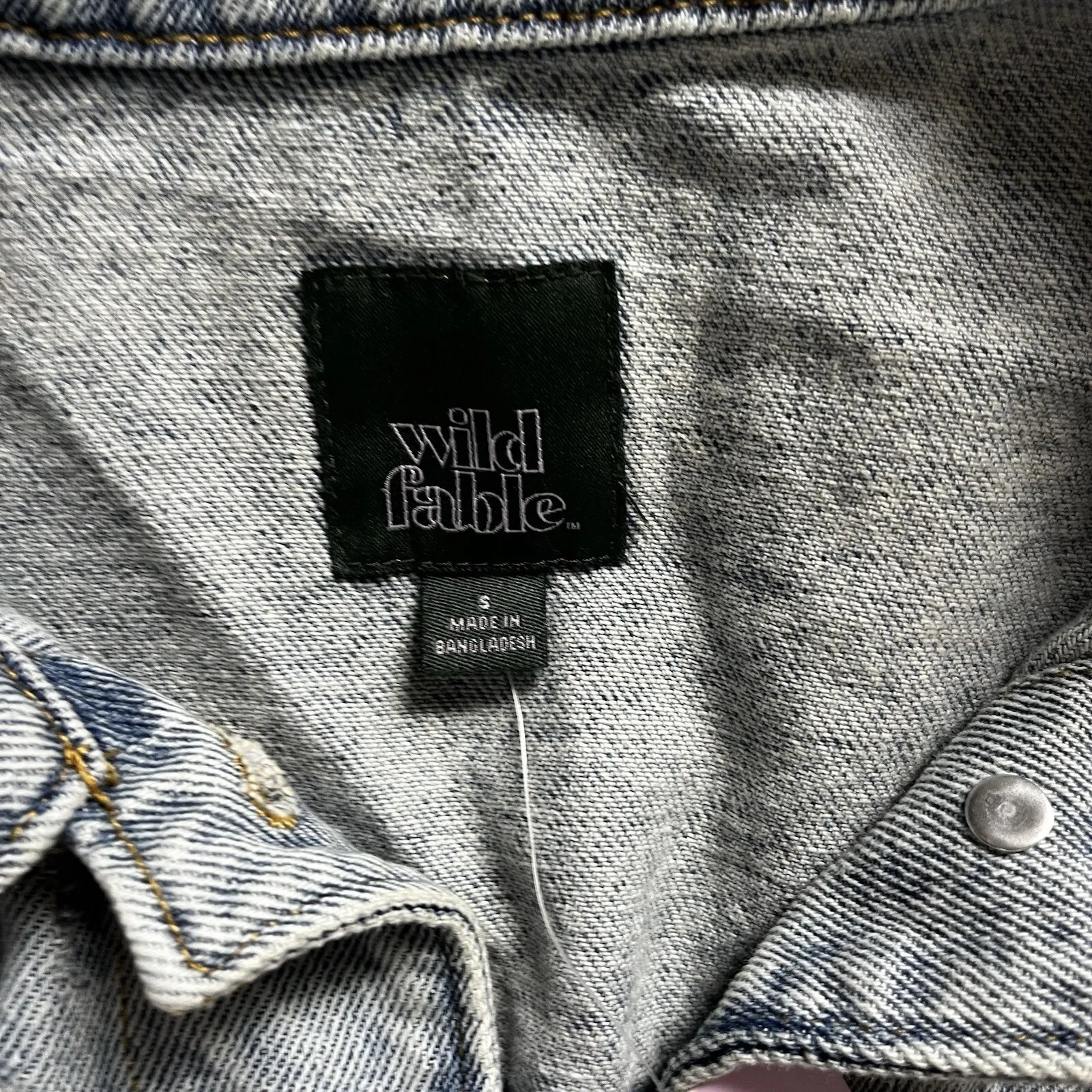 Women's Light Blue Denim Jean Jacket Sz S Button Front Pockets Casual Crooped - Image 3