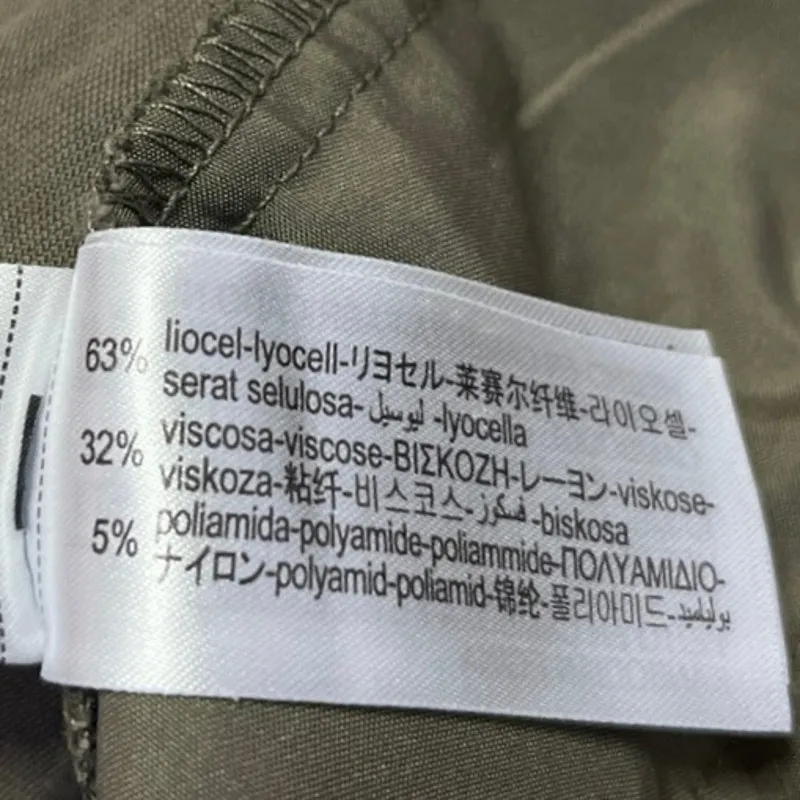 Zara Olive Green High Waisted Raw Hem Cutoff Casual Denim Jean Shorts Size XL - Image 5