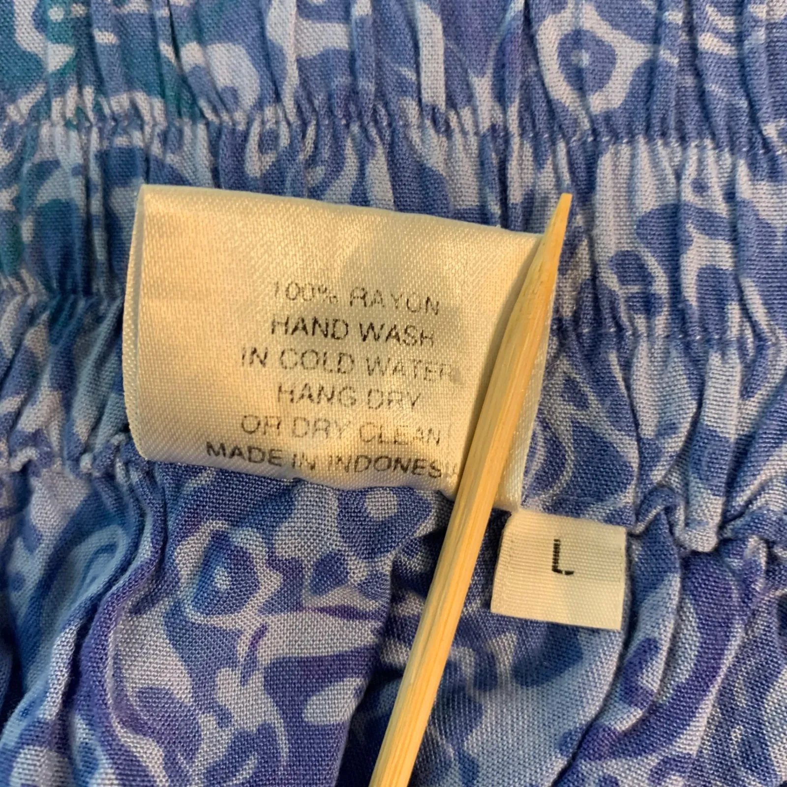 Very Vineyard Skirt Blue Paisley Print Midi Elastic Waist Rayon Size L Martha's Size L - Image 4