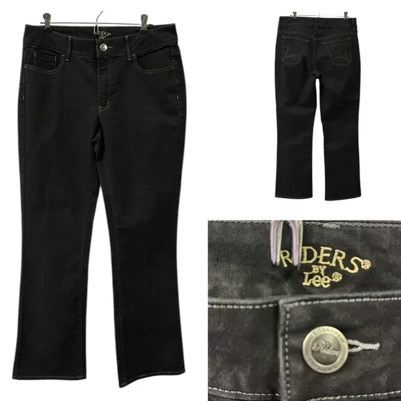 Riders by Lee Black Denim Bootcut High Rise Stretch Jeans Womens 14 - Image 2