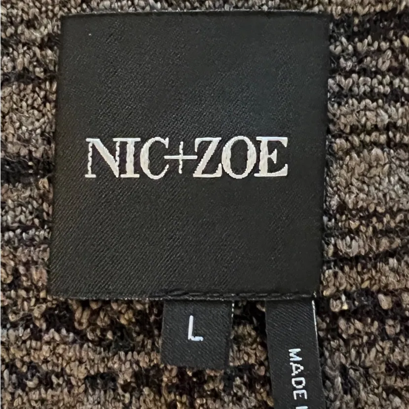 Nic and Zoe Color Block Duster Blue/Black/Brown Sz L Ret $168 Like New - Image 7