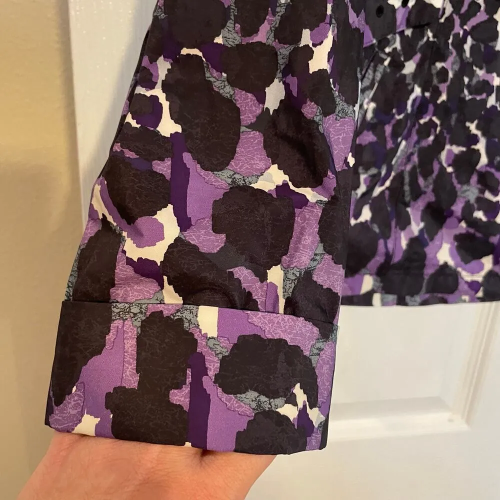 Chico’s Zenergy Women’s Medium Rain Jacket Purple Black Zip Up Lightweight - Image 4