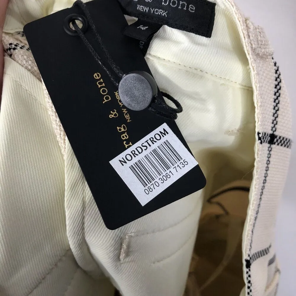 NEW rag & bone Women's 14 Ivy Plaid Windowpane Checks High Waist Cuffed Shorts - Image 8