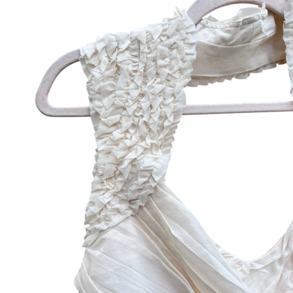 Bebe Cream Draped‎ Silk Mini Dress Large Y2K BBL Skirt Cocktail Party NWT - Image 4