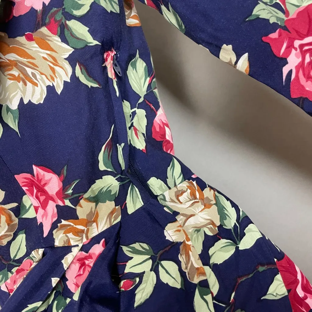 Vintage Rampage Dress Oversized Collar‎ Pleats Navy Blue Mini Size 3 Juniors - Image 13