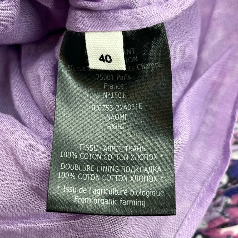 ISABEL MARANT ETOILE Purple Ditsy Floral Smocked Ruffle Tier Mini Skirt SZ 8 NEW - Image 5