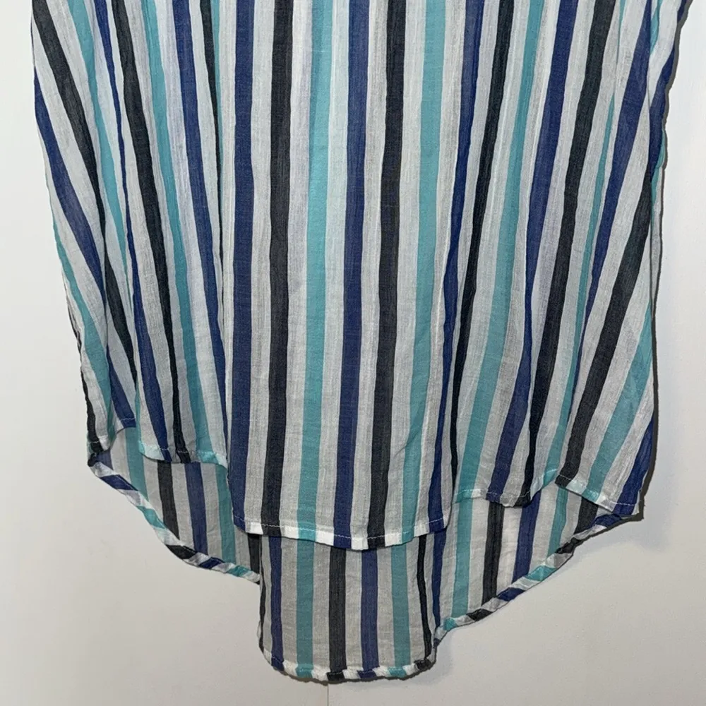 Liz Claiborne Sleeveless Tank Top Blouse Sheer Striped Women’s Medium M Cotton - Image 3